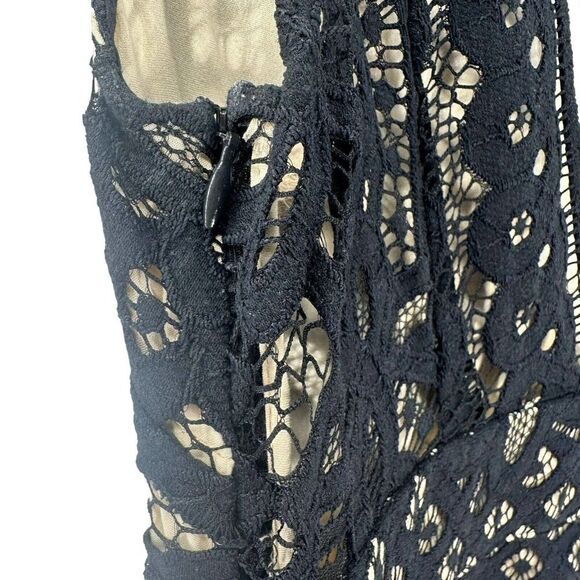 Free People Dress Size 10 Black Lace One Million Lovers Mini V Neck Sleeveless - Picture 7 of 9